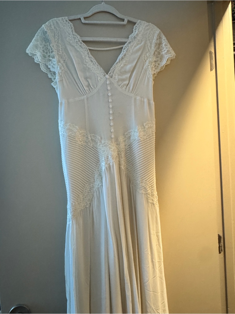 Reformation Ivory Lace-Trim Maxi Dress